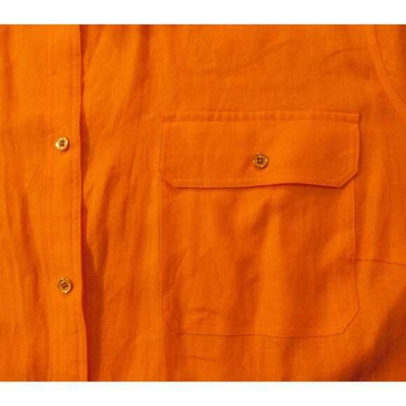 Ralph Lauren Exclusive Shirt 3X Orange Adj Long Sleeve Gold Buttons Pockets - Picture 4 of 8